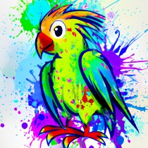 Parrot Splash Art Cartoon Square Blank Card