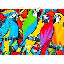 Personalised Parrot Animal Colourful Abstract Art Blank Greeting Card (Birthday, Fathers Day, Any Occasion)