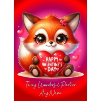 Personalised Valentines Day Card for Partner (Fox)