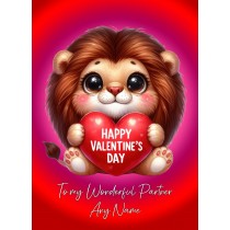 Personalised Valentines Day Card for Partner (Lion)