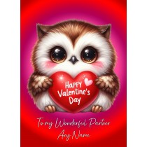 Personalised Valentines Day Card for Partner (Owl)