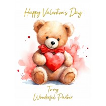 Valentines Day Card for Partner (Cuddly Bear, Design 3)