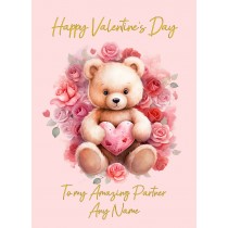 Personalised Valentines Day Card for Partner (Cuddly Bear, Design 1)