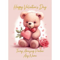 Personalised Valentines Day Card for Partner (Cuddly Bear, Design 4)