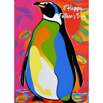 Penguin Animal Colourful Abstract Art Fathers Day Card