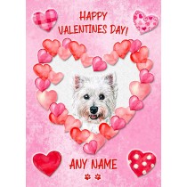 Personalised West Highland Terrier Dog Valentines Day Card (Happy Valentines)