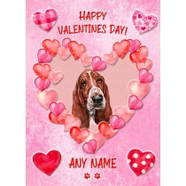 Personalised Basset Hound Dog Valentines Day Card (Happy Valentines)