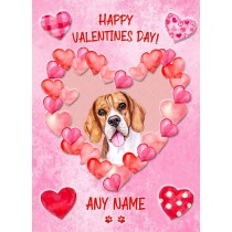 Personalised Beagle Dog Valentines Day Card (Happy Valentines)