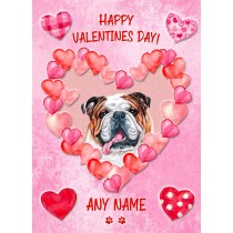 Personalised Bulldog Dog Valentines Day Card (Happy Valentines)