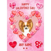 Personalised Papillon Dog Valentines Day Card (Happy Valentines)