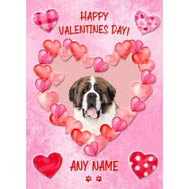 Personalised St Bernard Dog Valentines Day Card (Happy Valentines)