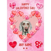 Personalised Weimaraner Dog Valentines Day Card (Happy Valentines)