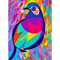 Pigeon Animal Colourful Abstract Art Blank Greeting Card