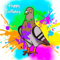 Pigeon Splash Art Cartoon Square Birthday Card