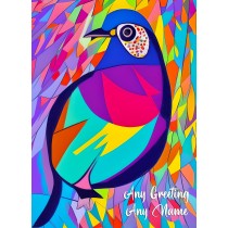 Personalised Pigeon Animal Colourful Abstract Art Greeting Card (Birthday, Fathers Day, Any Occasion)