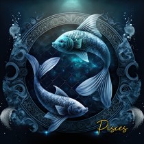 Fantasy Horoscope Square Greeting Card (Pisces)