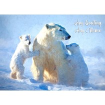 Personalised Polar Bear Art Greeting Card (Birthday, Christmas, Any Occasion)