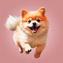 Pomeranian Dog Blank Square Card (Running Art)