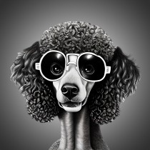 Poodle Funny Black and White Art Blank Card (Spexy Beast)