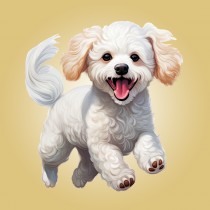 Poodle Dog Blank Square Card (Running Art)