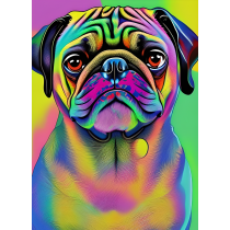 Pug Dog Colourful Abstract Art Blank Greeting Card