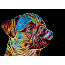 Pug Neon Art Blank Greeting Card
