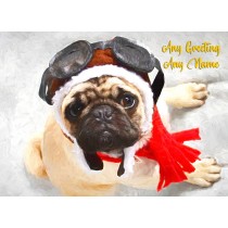 Personalised Pug Art Greeting Card (Birthday, Christmas, Any Occasion)