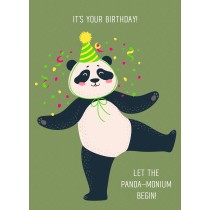 Punny Animals Panda Birthday Funny Greeting Card (Panda-monium)