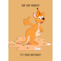 Punny Animals Kangaroo Birthday Funny Greeting Card (Hop Hop Hooray)