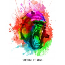 Punny Animals Gorilla Motivational Greeting Card (Strong Like Kong)