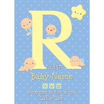 Personalised Baby Boy Birth Greeting Card (Name Starting With 'R')