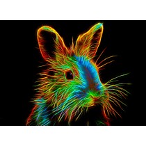 Rabbit Neon Art Blank Greeting Card