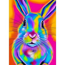 Rabbit Animal Colourful Abstract Art Blank Greeting Card