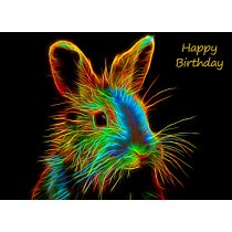 Rabbit Neon Art Birthday Card