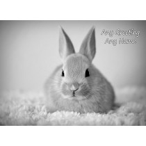 Personalised Rabbit Black and White Art Greeting Card (Birthday, Christmas, Any Occasion)