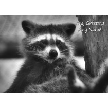 Personalised Raccoon Black and White Greeting Card (Birthday, Christmas, Any Occasion)