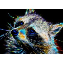 Raccoon Neon Art Blank Greeting Card