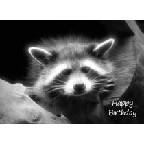 Raccoon Black and White Art Birthday Card
