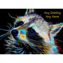 Personalised Raccoon Neon Art Greeting Card (Birthday, Christmas, Any Occasion)