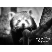 Personalised Red Panda Black and White Art Greeting Card (Birthday, Christmas, Any Occasion)