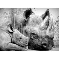 Personalised Rhino Black and White Greeting Card (Birthday, Christmas, Any Occasion)