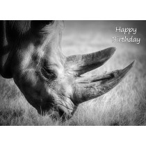 Rhino Black and White Art Birthday Card