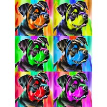 Rottweiler Colourful Pop Art Blank Greeting Card