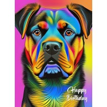 Rottweiler Dog Colourful Abstract Art Birthday Card