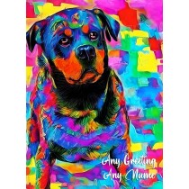 Personalised Rottweiler Dog Colourful Abstract Art Blank Greeting Card (Birthday, Fathers Day, Any Occasion)