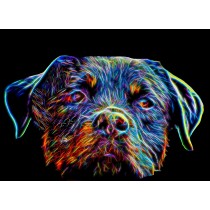 Rottweiler Neon Art Blank Greeting Card
