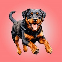 Rottweiler Dog Blank Square Card (Running Art)