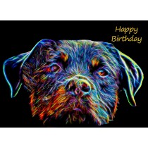 Rottweiler Neon Art Birthday Card