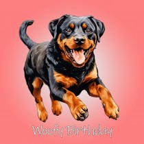 Rottweiler Dog Birthday Square Card (Running Art)