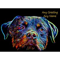 Personalised Rottweiler Neon Art Greeting Card (Birthday, Christmas, Any Occasion)